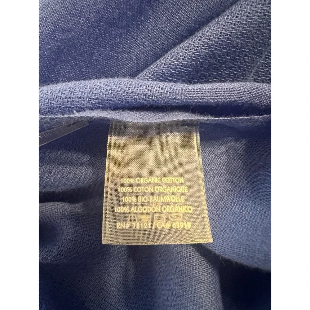 Eileen Fisher Rectangle Long Blue Organic Cotton Scarf